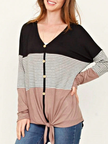 Boho Vintage Stripe Cute Baby Doll High And Low Top Blouse Tunic With Side Slit Small To 3 XL Plus