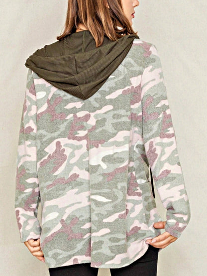 Boho Retro Olive Orange String Ribbon Bow Front Stripe Puff Raglan Shoulder Light Weight Cardigan Small To 3 XL PLUS