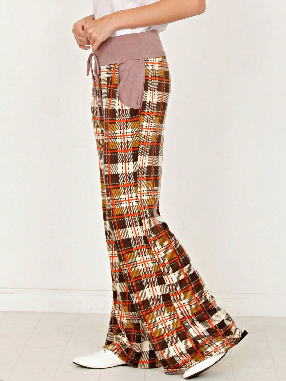 Floral Drawstring Fold Over Band Wide Leg Lounge Pants