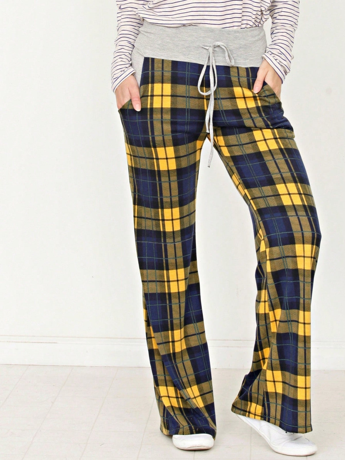 Floral Drawstring Fold Over Band Wide Leg Lounge Pants