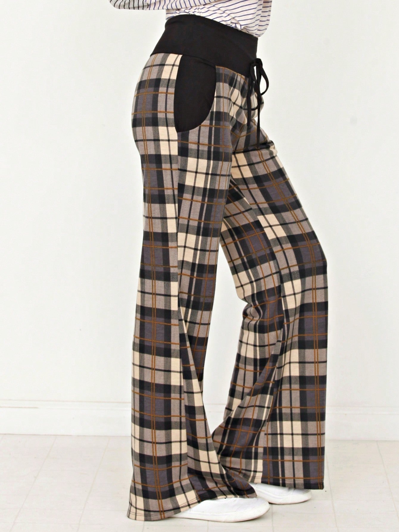 Floral Drawstring Fold Over Band Wide Leg Lounge Pants