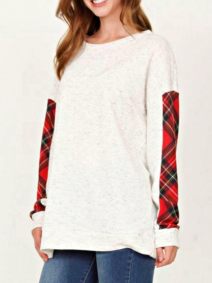 Boho Retro 90's Vintage V Stitch  Stripe Knit Contrast Binding Brushed Soft Stripe Raglan Sleeve Tunic Top Pullover