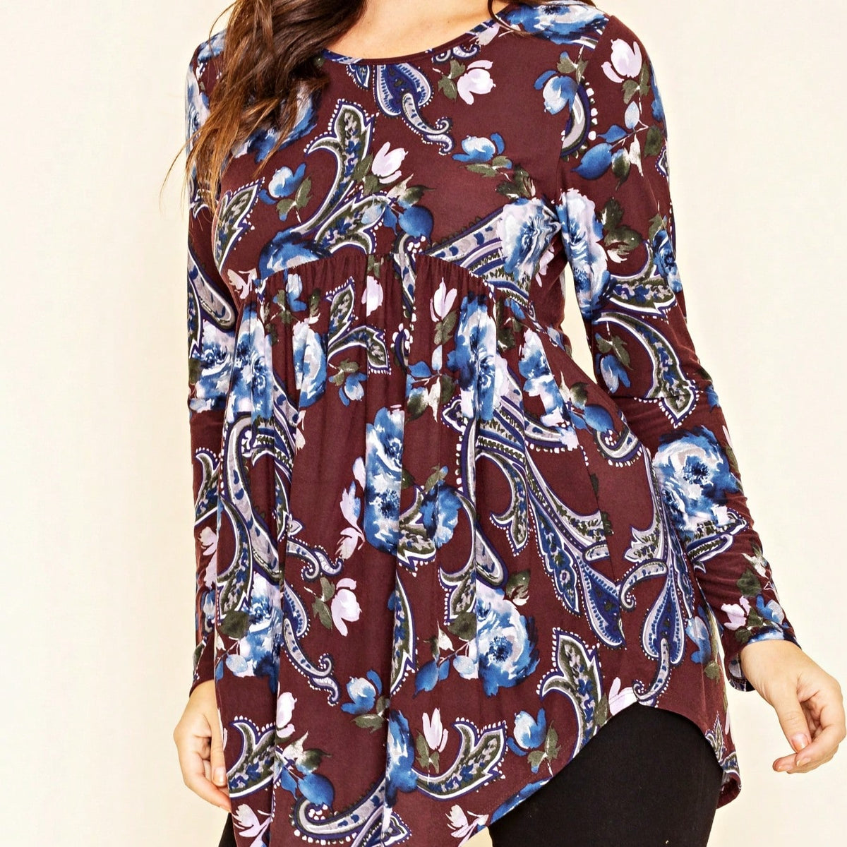 Boho Vintage Black  Charcoal Quilted PatchWork Pattern Raglan Ruffle Flare Sleeve Tunic Blouse Top Small To 3XL Plus