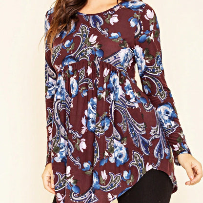 Boho Vintage Black  Charcoal Quilted PatchWork Pattern Raglan Ruffle Flare Sleeve Tunic Blouse Top Small To 3XL Plus