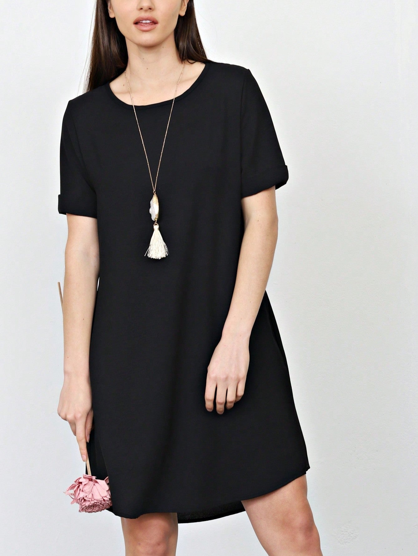 Boho Retro 90's Dot Baby Doll Tiered Ruffle Swing Black Brown Woven Fall Dress Small To 3XL Plus