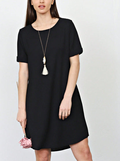 Boho Retro 90's Dot Baby Doll Tiered Ruffle Swing Black Brown Woven Fall Dress Small To 3XL Plus