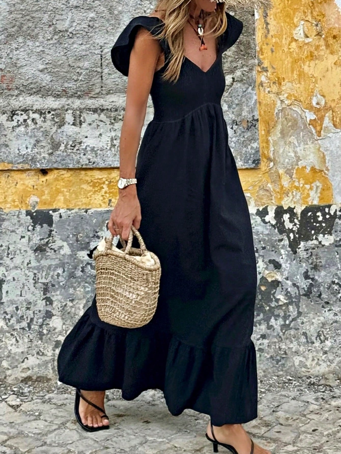 Boho Vacation Cotton Wavy White Elegant Tiered Maxi Long Shirt  Dress With Drawstring  Versatile Summer Dress For Women