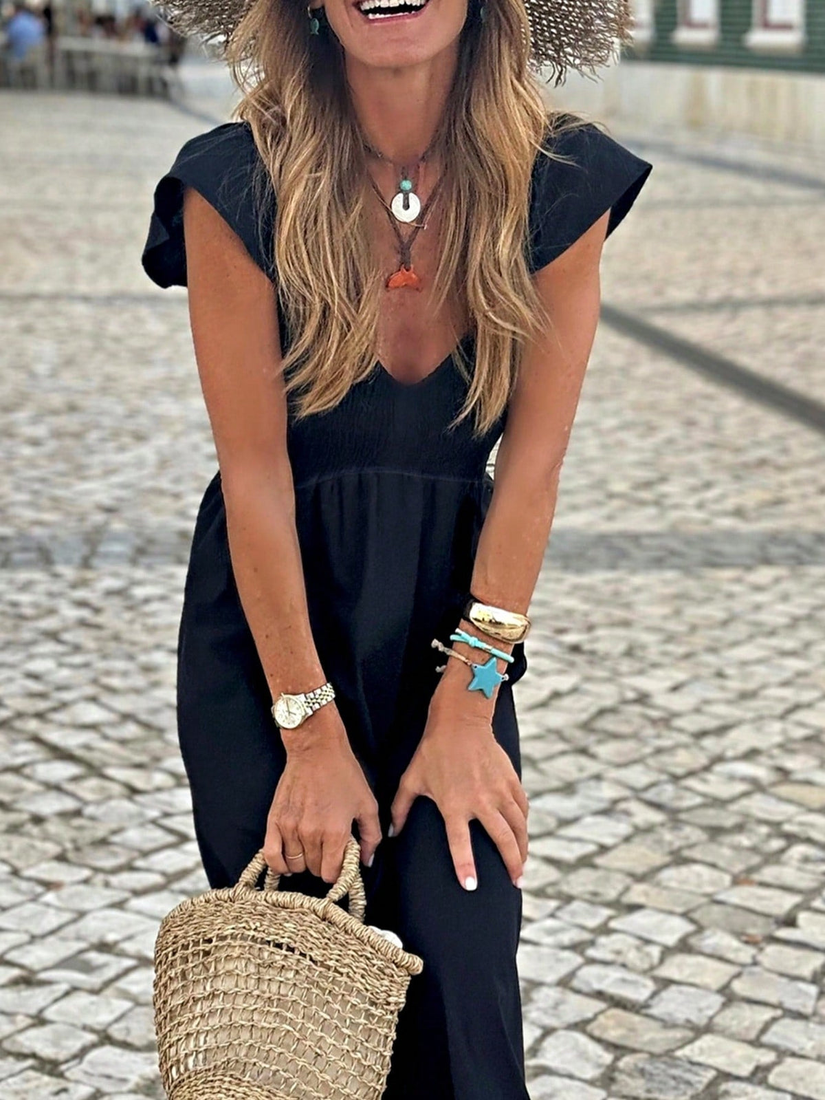 Boho Vacation Cotton Wavy White Elegant Tiered Maxi Long Shirt  Dress With Drawstring  Versatile Summer Dress For Women