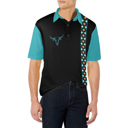 Baha Ranch Longhorn Aztec Cowboy Polo Shirt