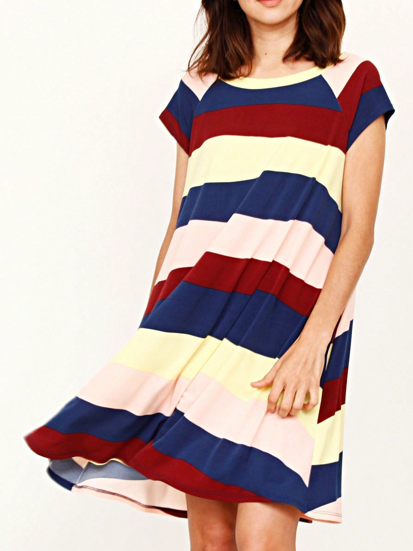 Boho Retro Stripe Pink Tassel Rayon Cool Smooth Soft Tunic Dress Top Shirt Blouse