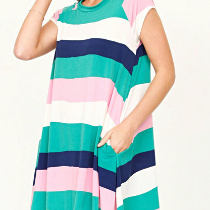 Boho Retro Stripe Pink Tassel Rayon Cool Smooth Soft Tunic Dress Top Shirt Blouse