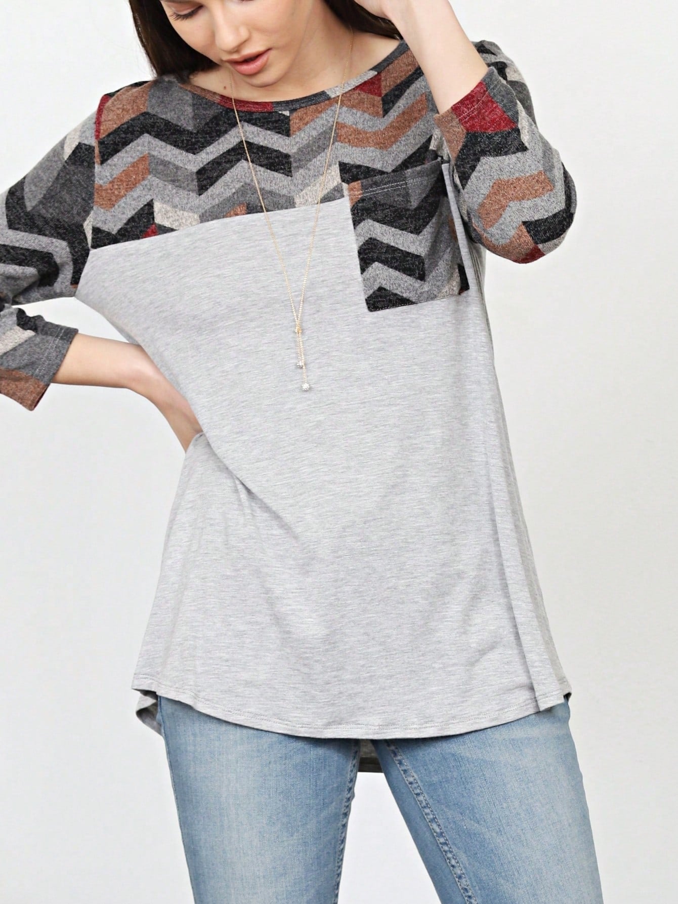 Boho Retro Black Mint Color Block Oriental Geo Pocket 60's Rayon Soft Top Shirt Blouse | Small-3 XL
