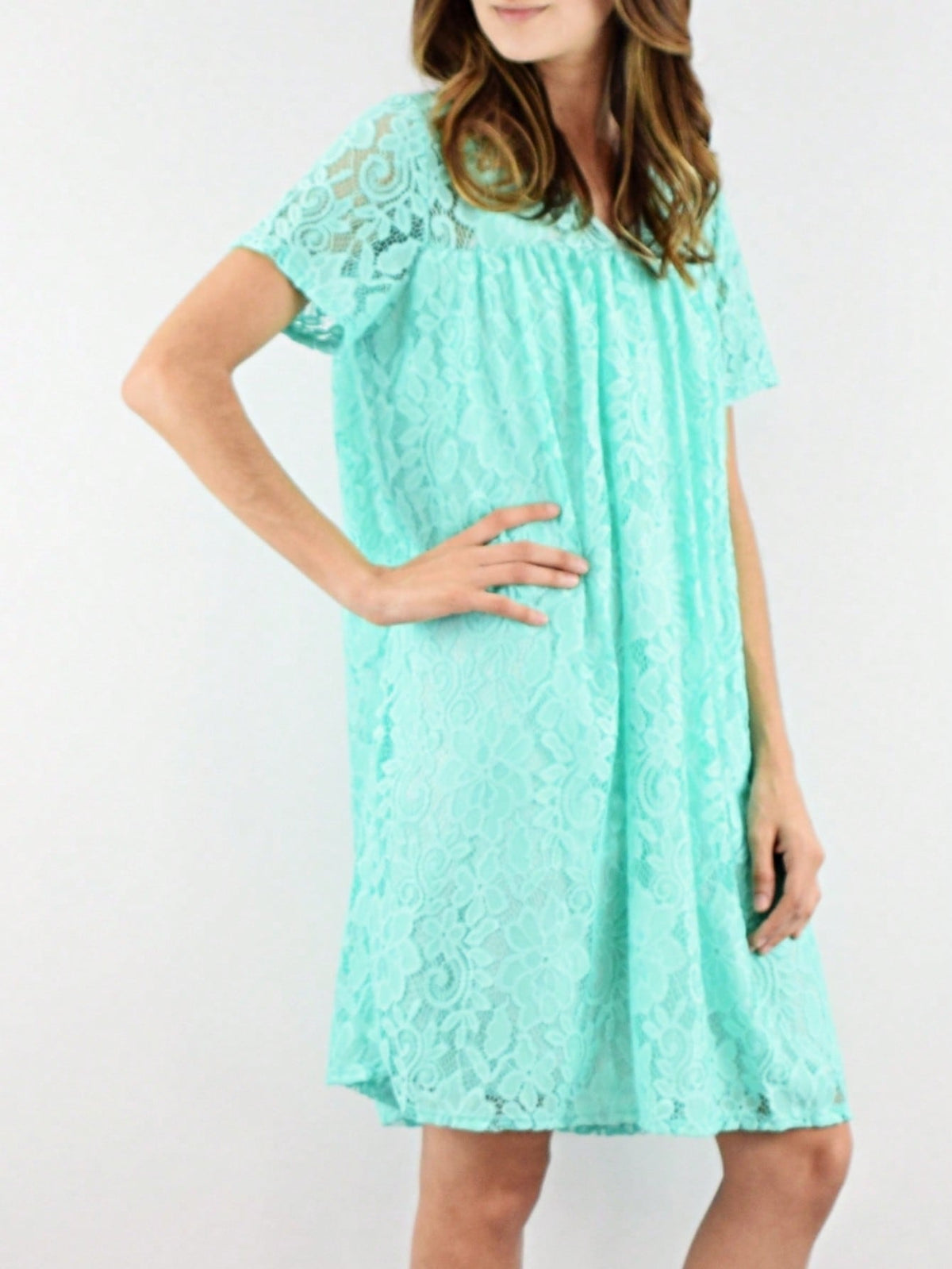 Boho Retro Burgundy  Red Lace Fit And Flare Three-Quarter Sleeve Lace