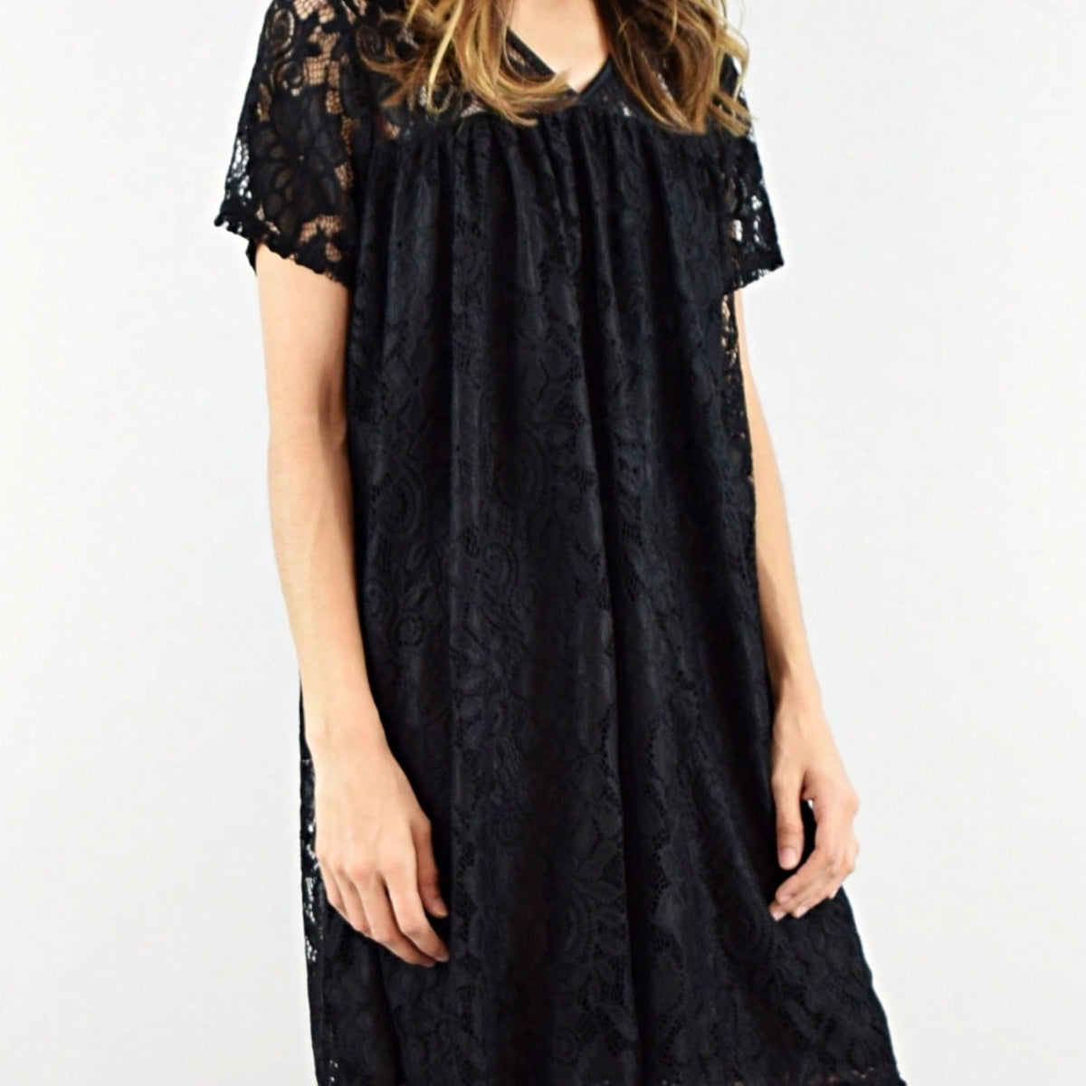 Boho Retro Burgundy  Red Lace Fit And Flare Three-Quarter Sleeve Lace