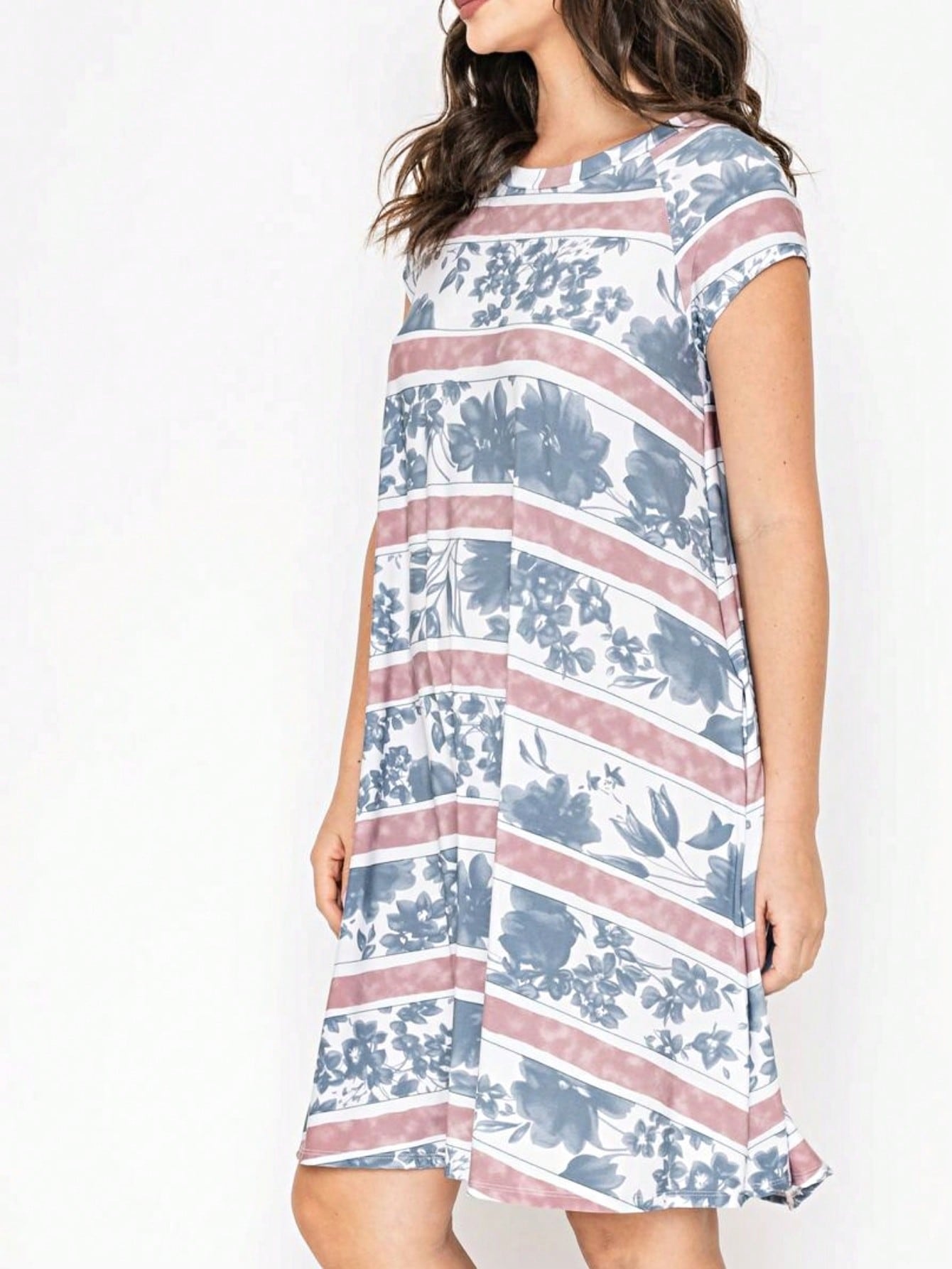 Boho Retro Stripe Pink Tassel Rayon Cool Smooth Soft Tunic Dress Top Shirt Blouse