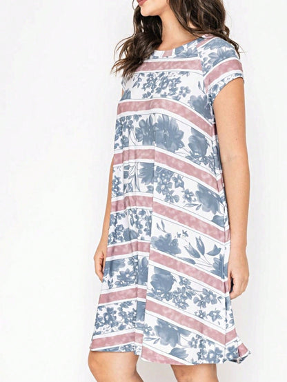 Boho Retro Stripe Pink Tassel Rayon Cool Smooth Soft Tunic Dress Top Shirt Blouse