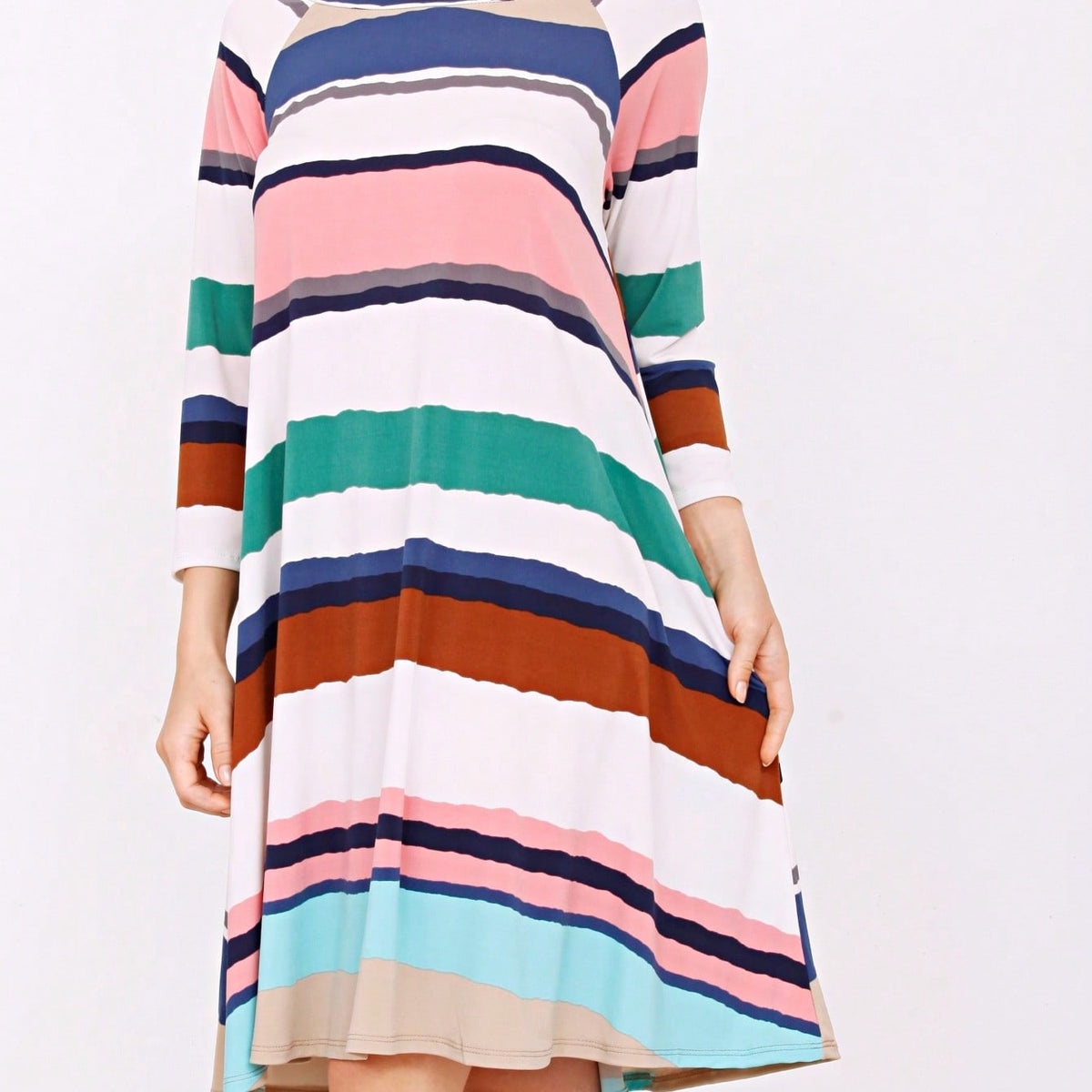 Boho Retro Stripe Pink Tassel Rayon Cool Smooth Soft Tunic Dress Top Shirt Blouse