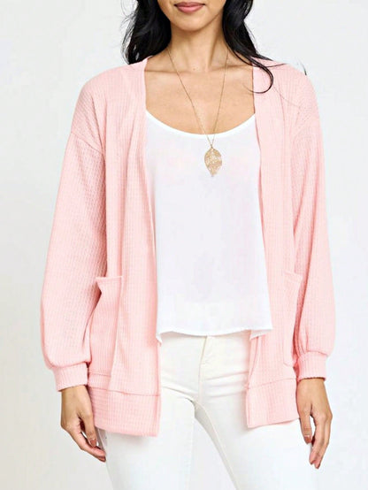 Boho Retro Peach Khaki Beige Floral Button  Puff Drop Shoulder Light Weight Terry Cardigan Small To 3 XL PLUS