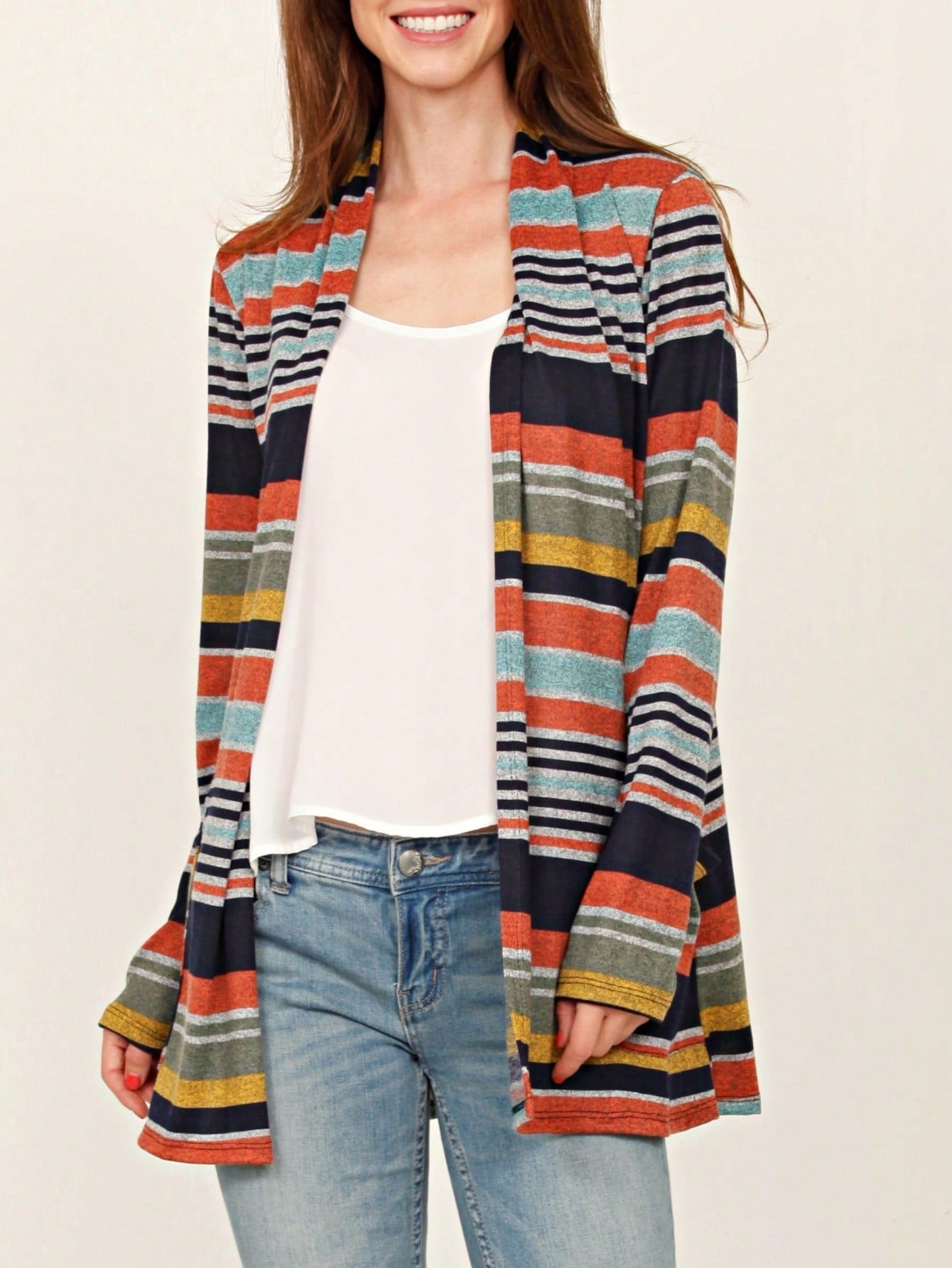 Boho Retro Peach Khaki Beige Floral Button  Puff Drop Shoulder Light Weight Terry Cardigan Small To 3 XL PLUS