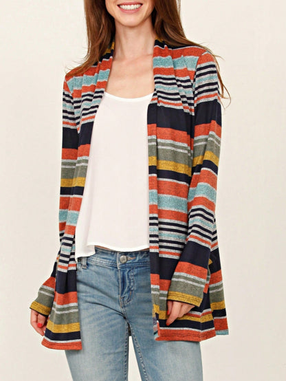 Boho Retro Peach Khaki Beige Floral Button  Puff Drop Shoulder Light Weight Terry Cardigan Small To 3 XL PLUS