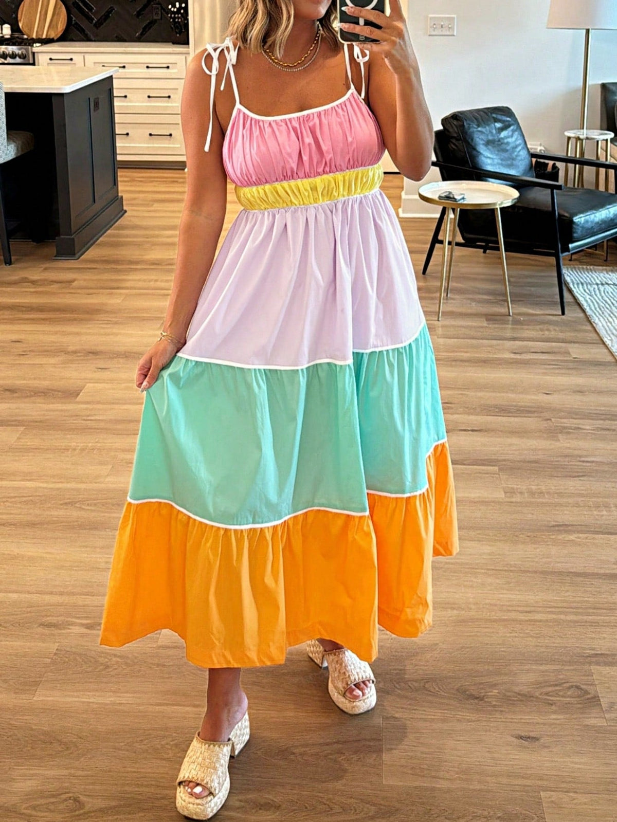 Boho Vacation Cotton Wavy White Elegant Tiered Maxi Long Shirt  Dress With Drawstring  Versatile Summer Dress For Women