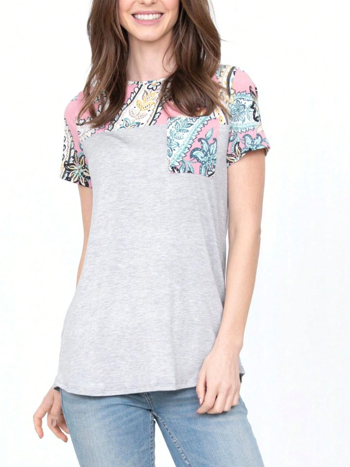 Boho Retro Black Mint Color Block Oriental Geo Pocket 60's Rayon Soft Top Shirt Blouse | Small-3 XL
