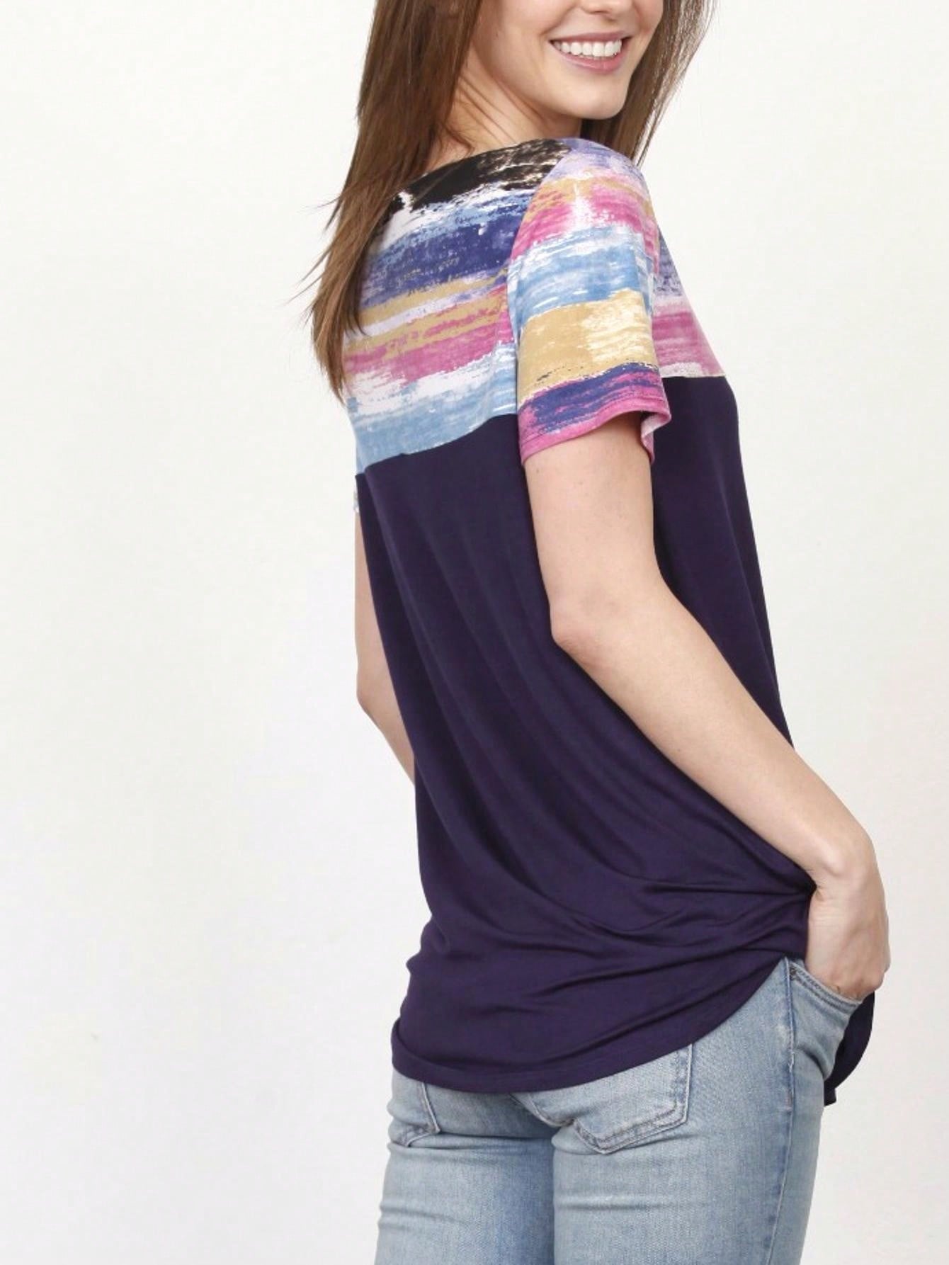 Boho Retro Black Mint Color Block Oriental Geo Pocket 60's Rayon Soft Top Shirt Blouse | Small-3 XL