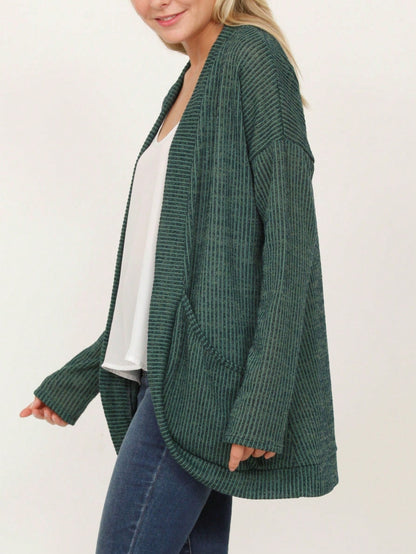 Boho Retro Peach Khaki Beige Floral Button  Puff Drop Shoulder Light Weight Terry Cardigan Small To 3 XL PLUS