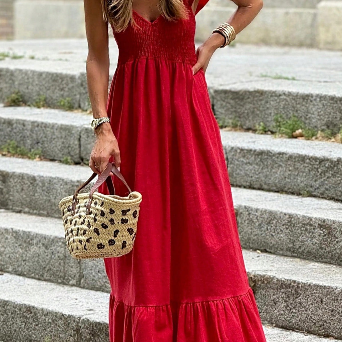 Boho Vacation Cotton Wavy White Elegant Tiered Maxi Long Shirt  Dress With Drawstring  Versatile Summer Dress For Women