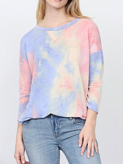 Boho Retro 90's Vintage  Preppy V Stitch  Stripe Knit Contrast Binding Brushed Soft Floral Raglan Sleeve Tunic Top Pullover Only