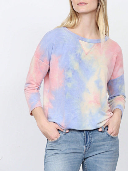 Boho Retro 90's Vintage  Preppy V Stitch  Stripe Knit Contrast Binding Brushed Soft Floral Raglan Sleeve Tunic Top Pullover Only