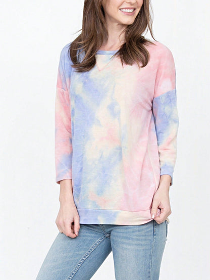 Boho Retro 90's Vintage  Preppy V Stitch  Stripe Knit Contrast Binding Brushed Soft Floral Raglan Sleeve Tunic Top Pullover Only