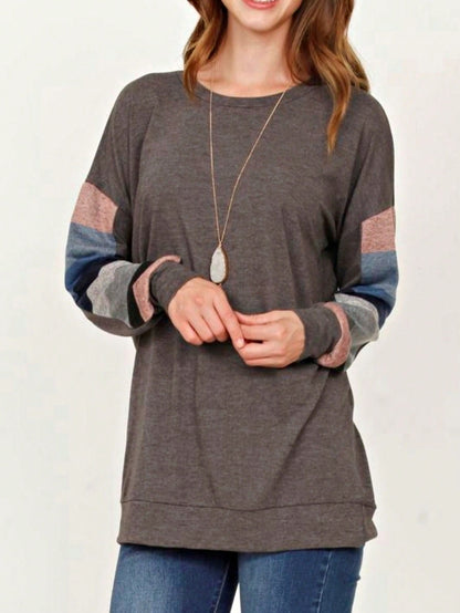 Boho Retro 90's Vintage  Preppy V Stitch  Stripe Knit Contrast Binding Brushed Soft Floral Raglan Sleeve Tunic Top Pullover Only
