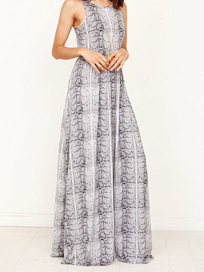 Boho Retro Polka Dot Rayon Mix Casual  Maxi Dress With Folded Cap Sleeve Side Pockets Versatile Summer Dress For Women