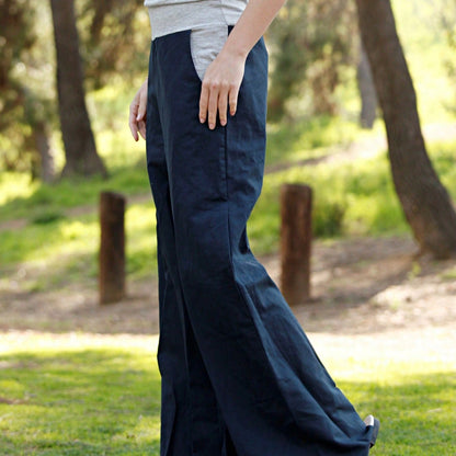 Boho Solid Fold Over Lounge Pants  Plain Bermuda Midi Casual Linen With Pocket Pants