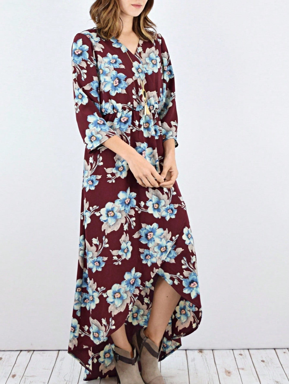 Boho Retro Polka Dot Rayon Mix Casual  Maxi Dress With Folded Cap Sleeve Side Pockets Versatile Summer Dress For Women