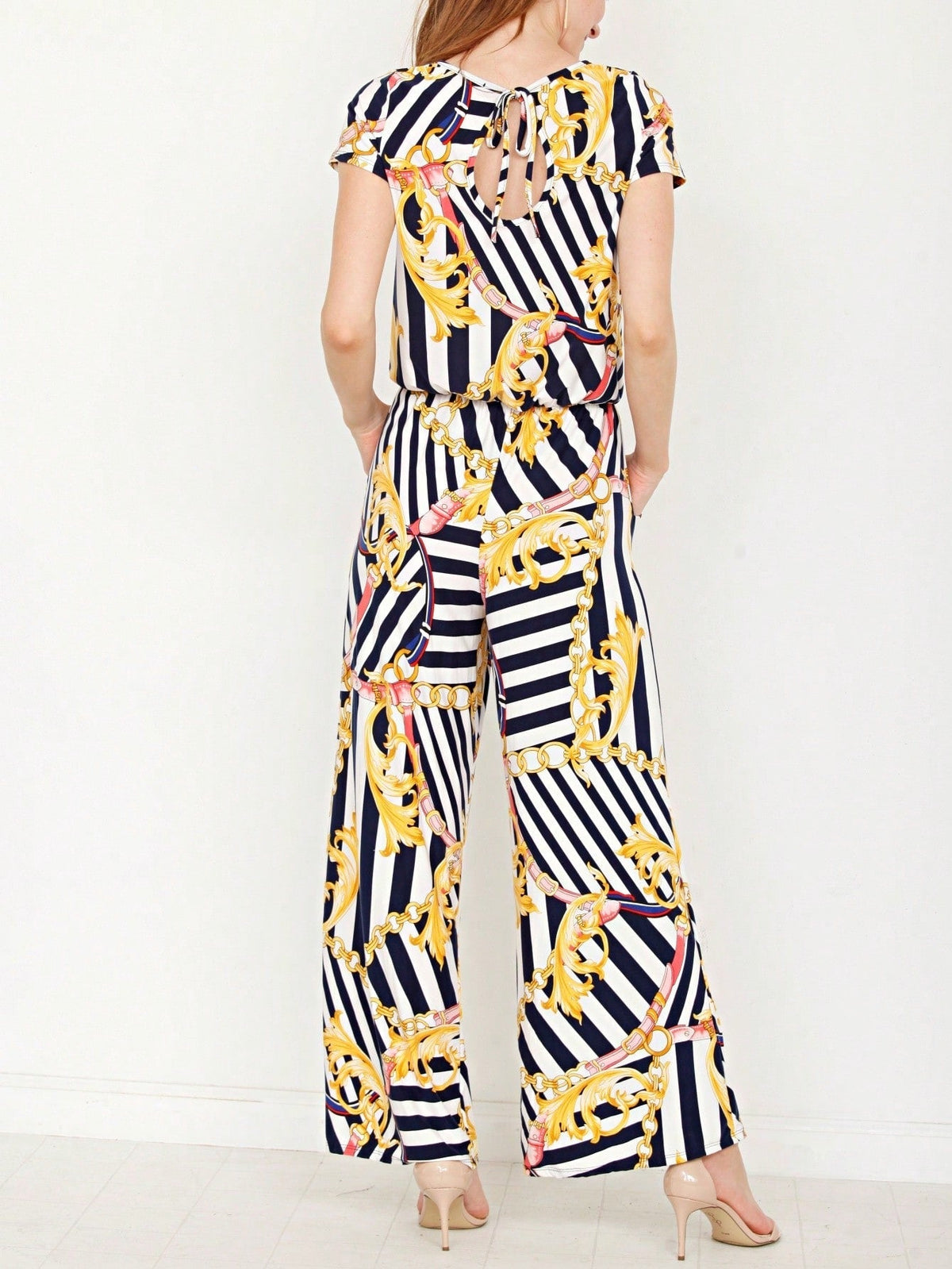 Boho Casual Beige Blue Floral Leaf Tank Cami One Shoulder Ruffle Wide Leg Jumpsuit Small To 3 XL PLUS