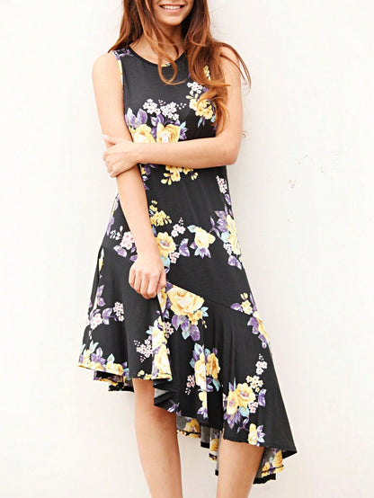 Boho Retro Kelly Green One Shoulder Rayon Ruffle Bottom Flounce Summer Cool Sleeve Midi Tiered Dress