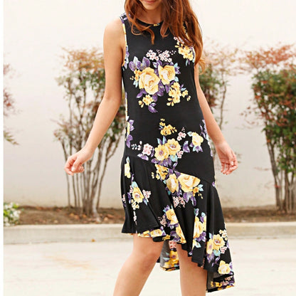 Boho Retro Kelly Green One Shoulder Rayon Ruffle Bottom Flounce Summer Cool Sleeve Midi Tiered Dress