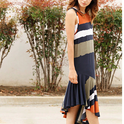 Boho Retro Kelly Green One Shoulder Rayon Ruffle Bottom Flounce Summer Cool Sleeve Midi Tiered Dress