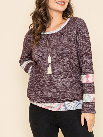 Boho Retro 90's Vintage  Preppy V Stitch  Stripe Knit Contrast Binding Brushed Soft Floral Raglan Sleeve Tunic Top Pullover Only