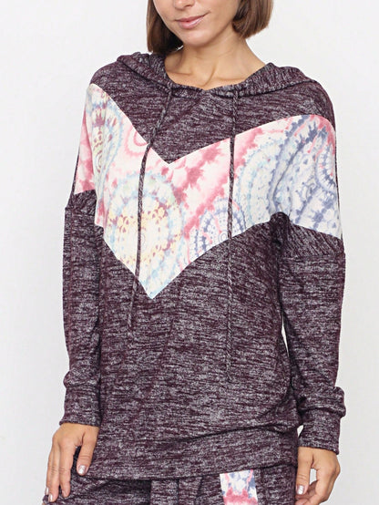 Boho Retro 90's Vintage  Preppy V Stitch  Stripe Knit Contrast Binding Brushed Soft Floral Raglan Sleeve Tunic Top Pullover Only