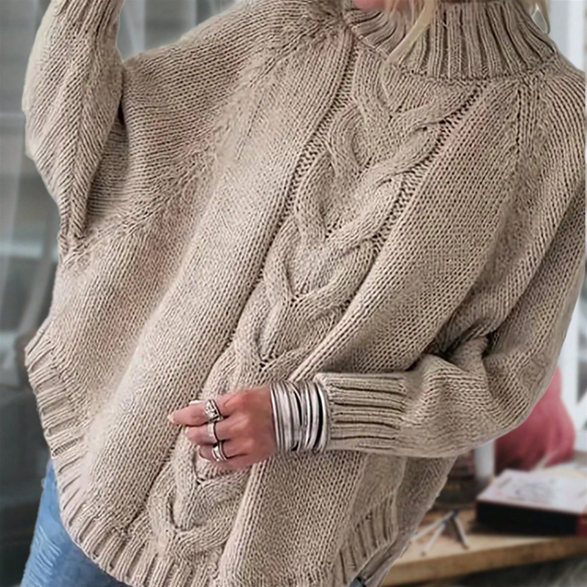 Boho Retro Vintage 60's  Drop Shoulder Wide Kimono Camouflage Marble Acid Sleeve Stripe Eyelet Overs Sized  Sweater Knit Hood Pullover Hodie