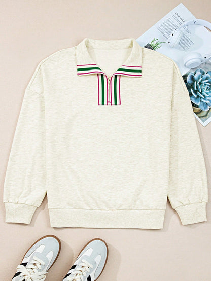 Boho Retro Vintage 90's Cotton Vanilla Beige Button Waffle Patchwork Long Pocket Sleeve Henley Knit Top Sweat Shirt Pullover