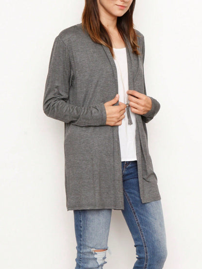 Boho Vintage Stripe Grey Violet Light Weight Three Quarter Sleeve  Knit Slouch Kimono Cardigan