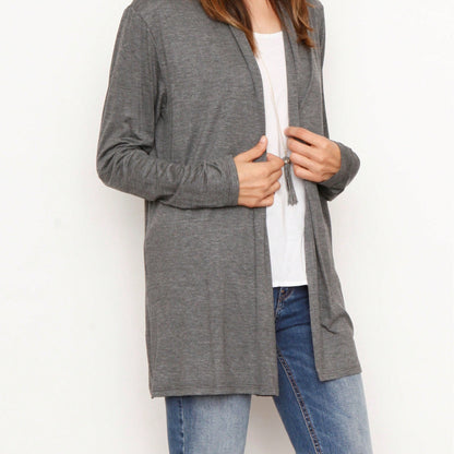 Boho Vintage Stripe Grey Violet Light Weight Three Quarter Sleeve  Knit Slouch Kimono Cardigan