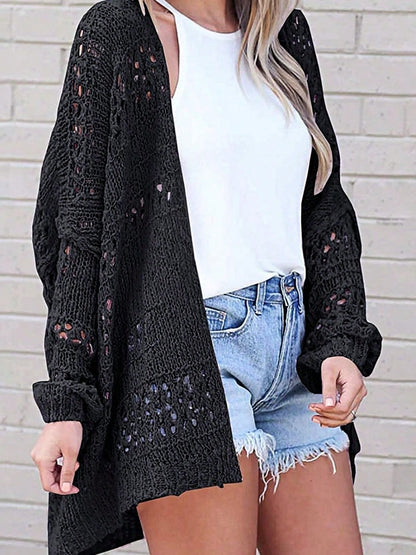 Boho Retro Crochet Knit Hollow Light Weight Dolman Batwing Sleeve Oversized Boyfriend Cardigan
