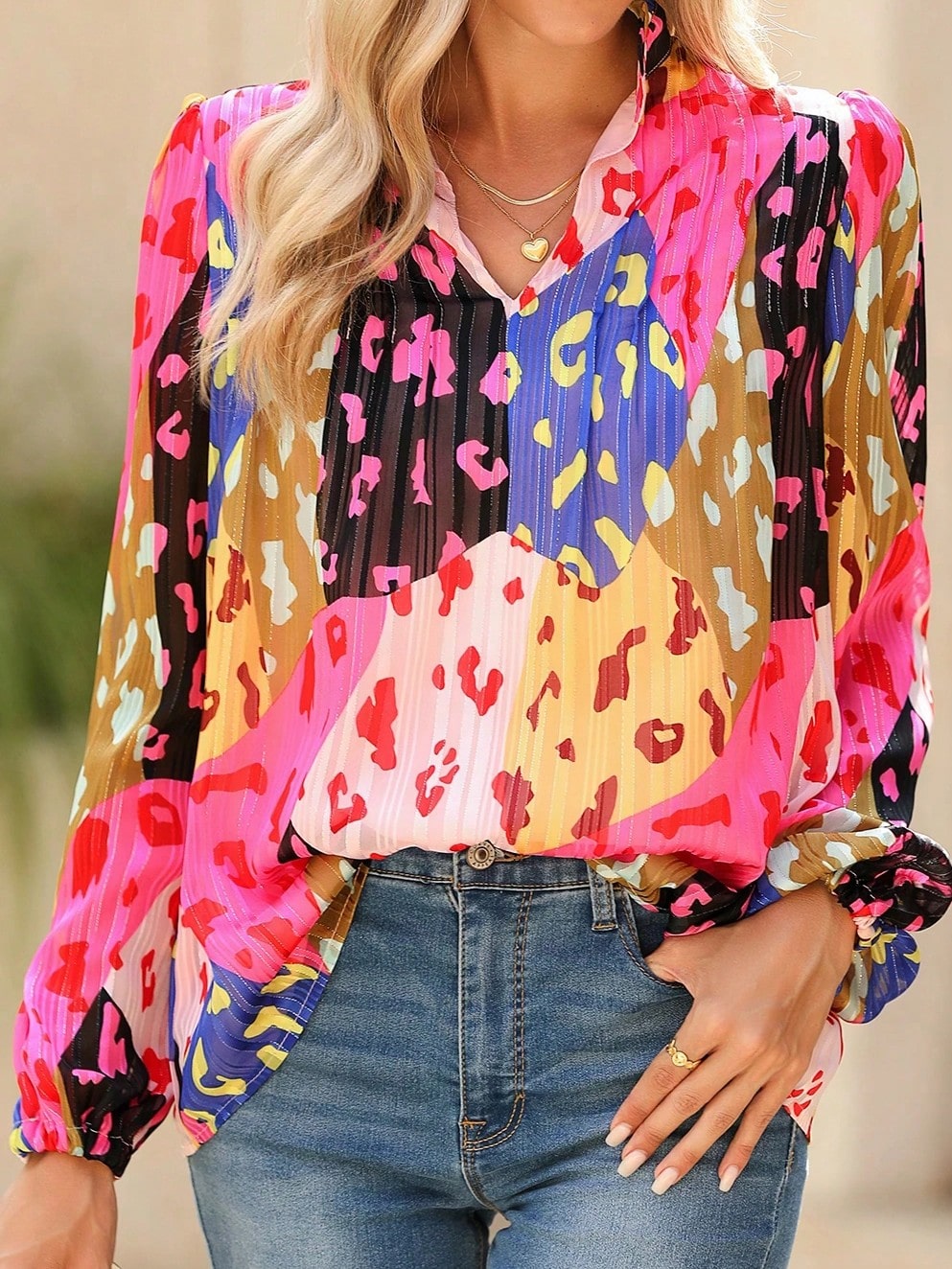 Boho Retro Vintage 60's Vibe Rose Green Cotton  V Notch Neck Lantern Bubble Sleeve Top Shirt Blouse