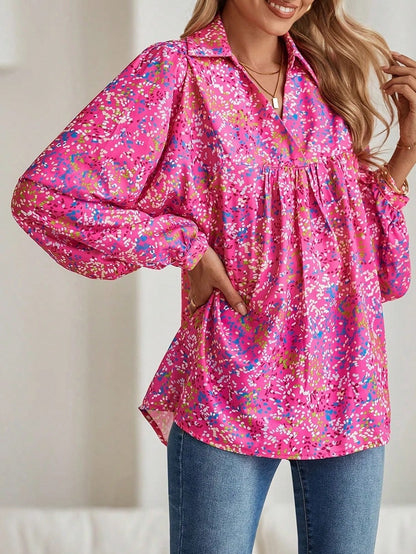 Boho Retro Vintage 60's Vibe Rose Red Floral Pleated Blue Stripe Dolman Bat Wing Ivory Whited Top Shirt Blouse