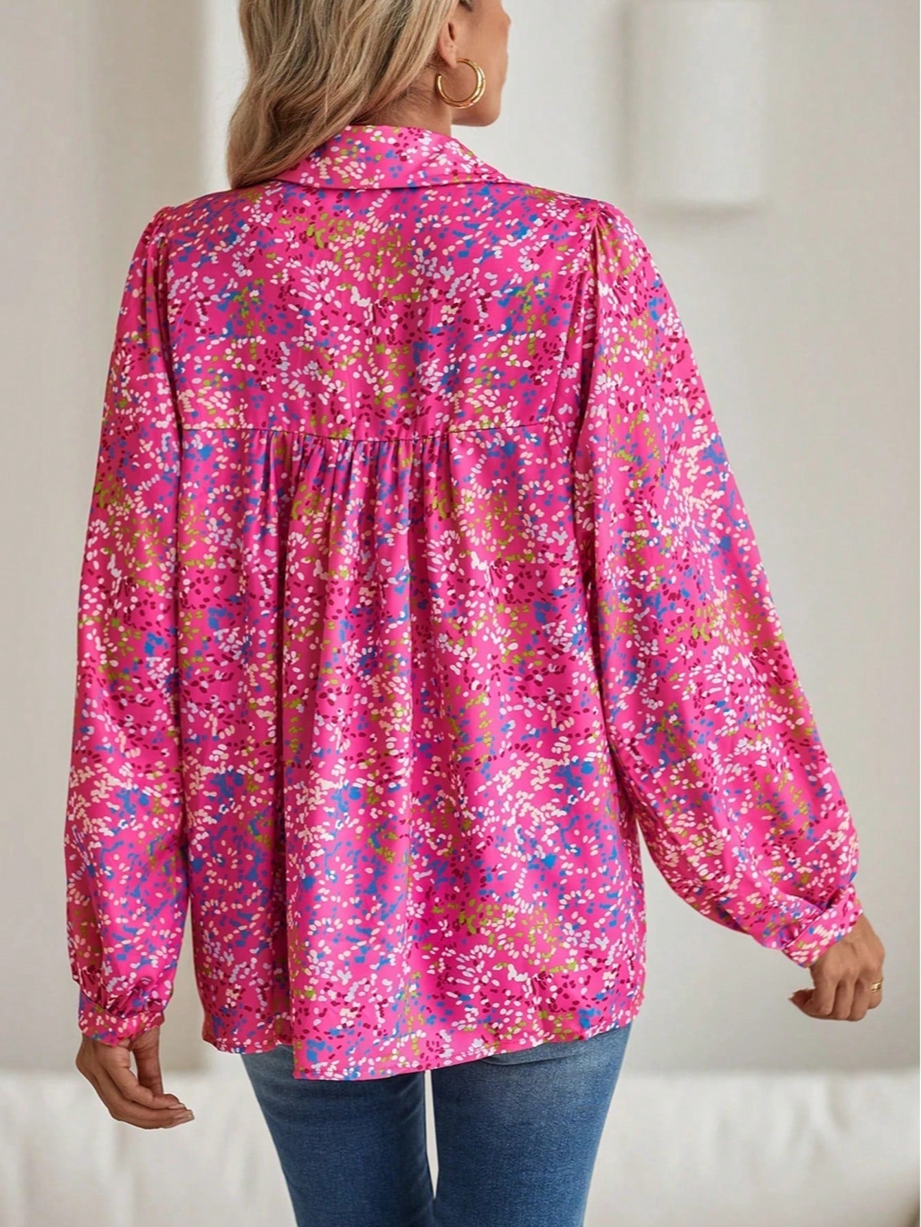 Boho Retro Vintage 60's Vibe Rose Red Floral Pleated Blue Stripe Dolman Bat Wing Ivory Whited Top Shirt Blouse